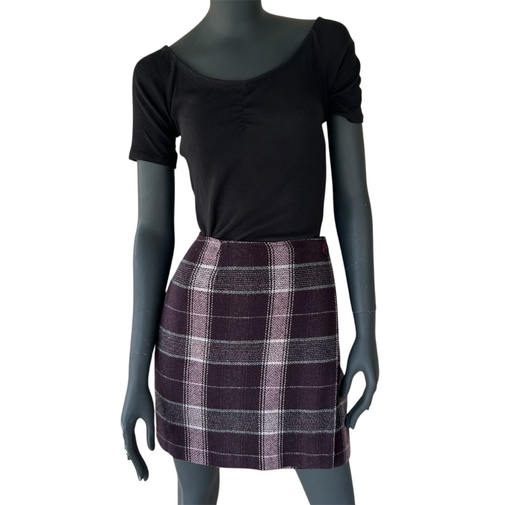 Vintage Plaid Mini Skirt Preppy Academia Prep School Made in Canada Wool Blend